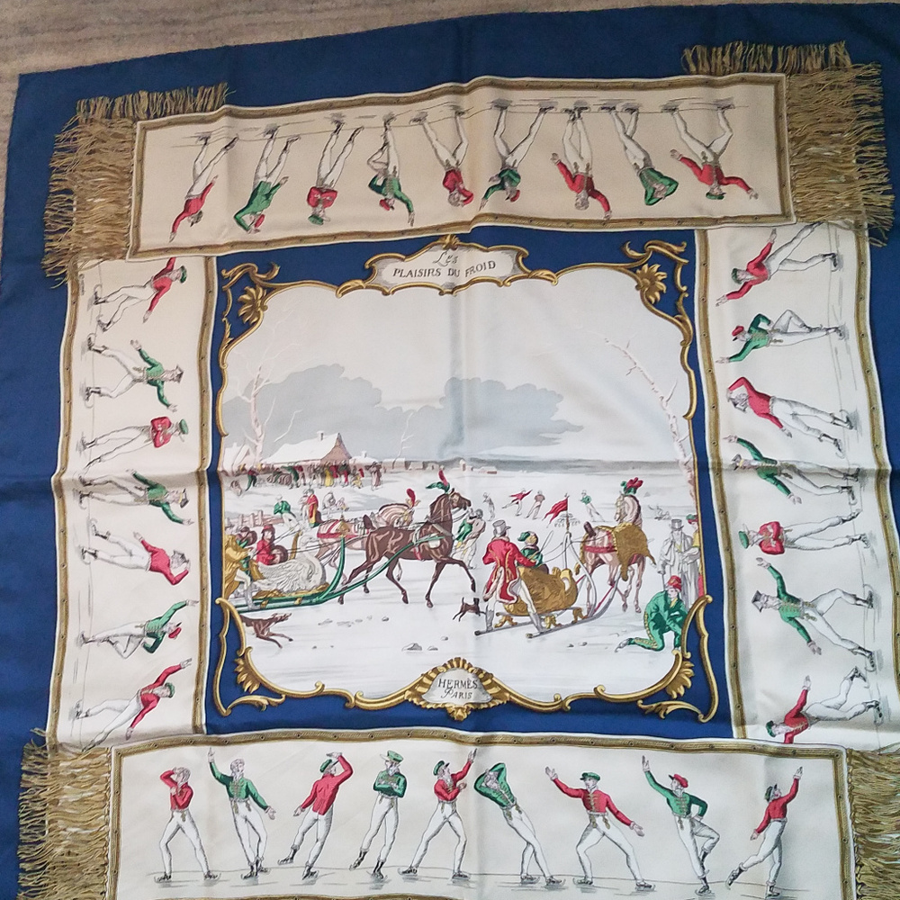 AUTHENTIC Hermes Silk Scarf -Les Plaisirs du Froid